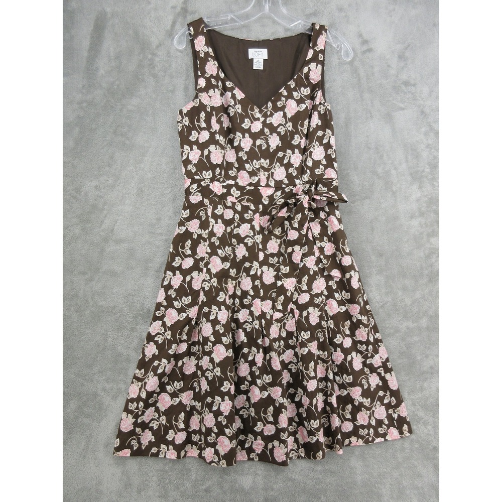 Ann Taylor LOFT Dress Womens Size 10 Floral Print Side Tie Feminine Romantic Zip